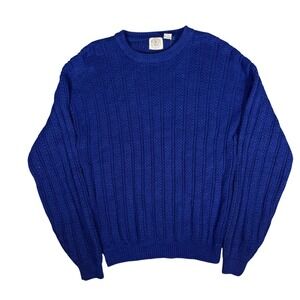 Vintage Cape Isle Knitters Royal Blue Crew Neck Sweater Mens L